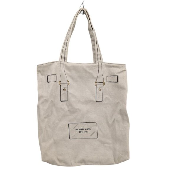 Michael Kors Hamilton Trompe L'oeil Tote Bag Womens Khaki Canvas Soft Fold Up - Picture 2 of 12